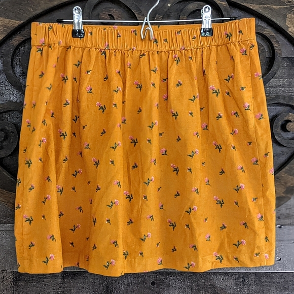 Corduroy Floral Mini Skirt Honeycore Garden Hipster Grunge Cottagecore - Picture 14 of 14